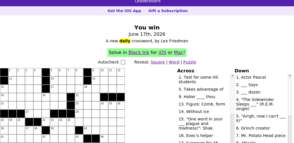 Crossword puzzle