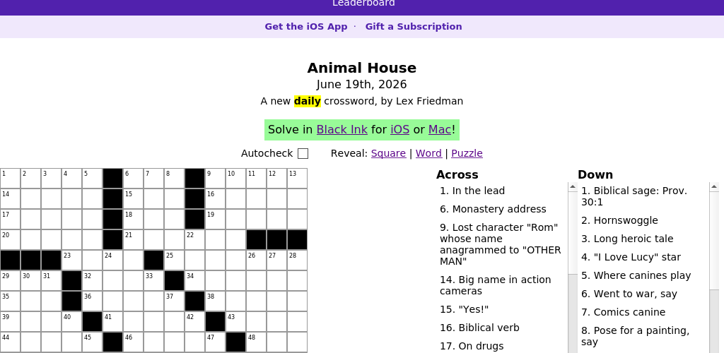 Crossword puzzle