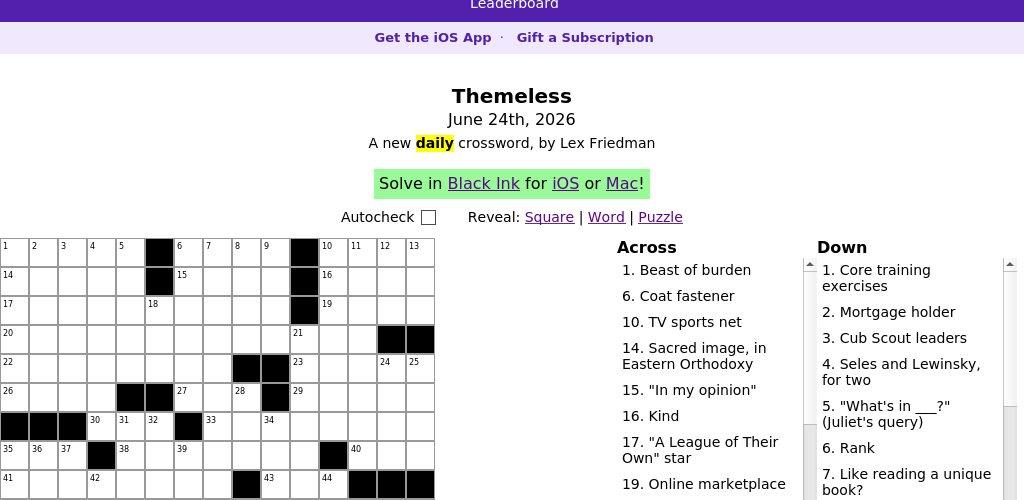 Crossword puzzle