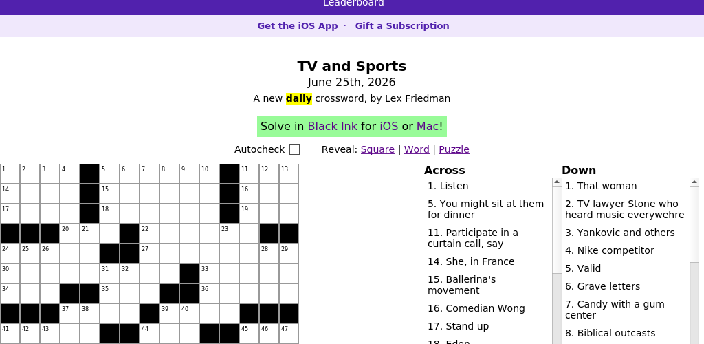 Crossword puzzle