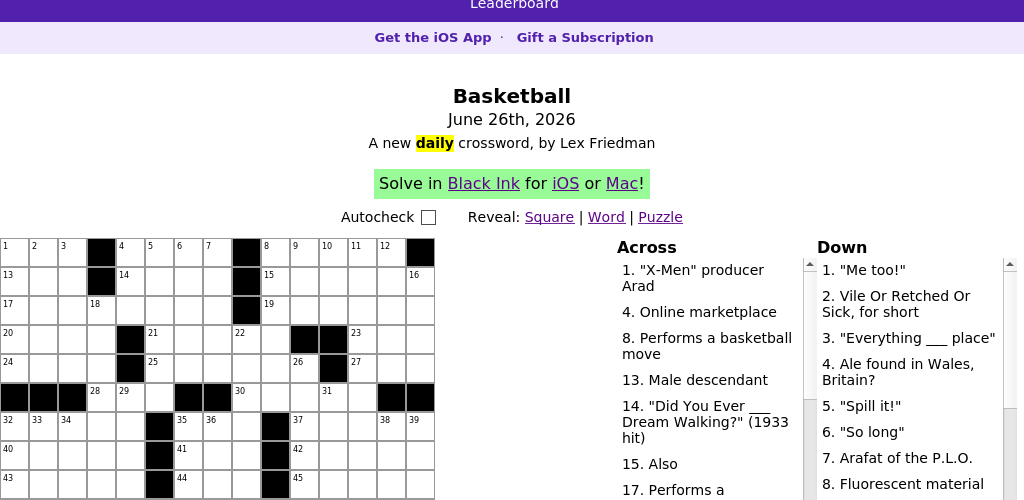 Crossword puzzle