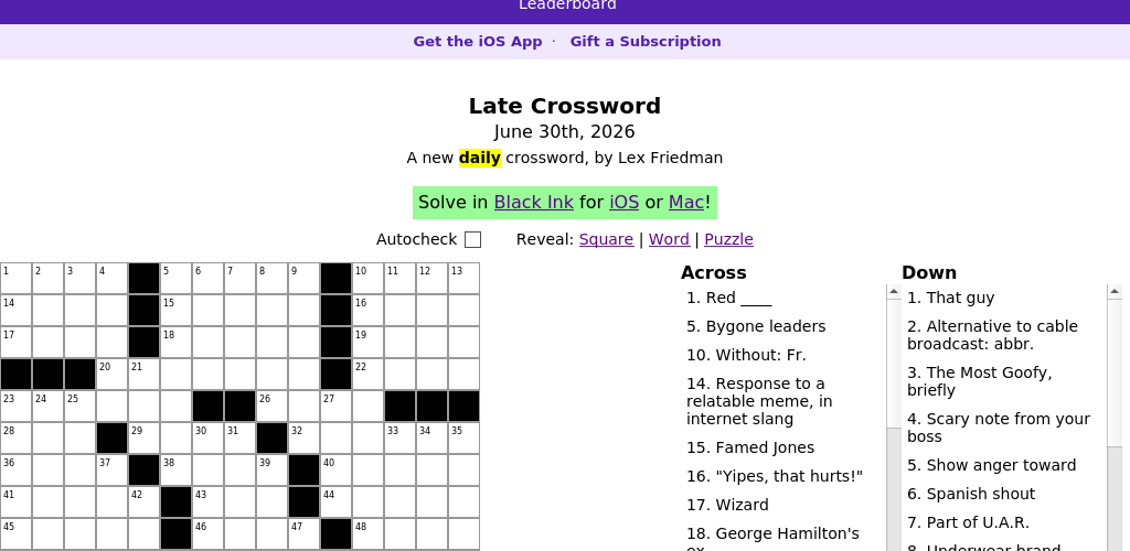 Crossword puzzle