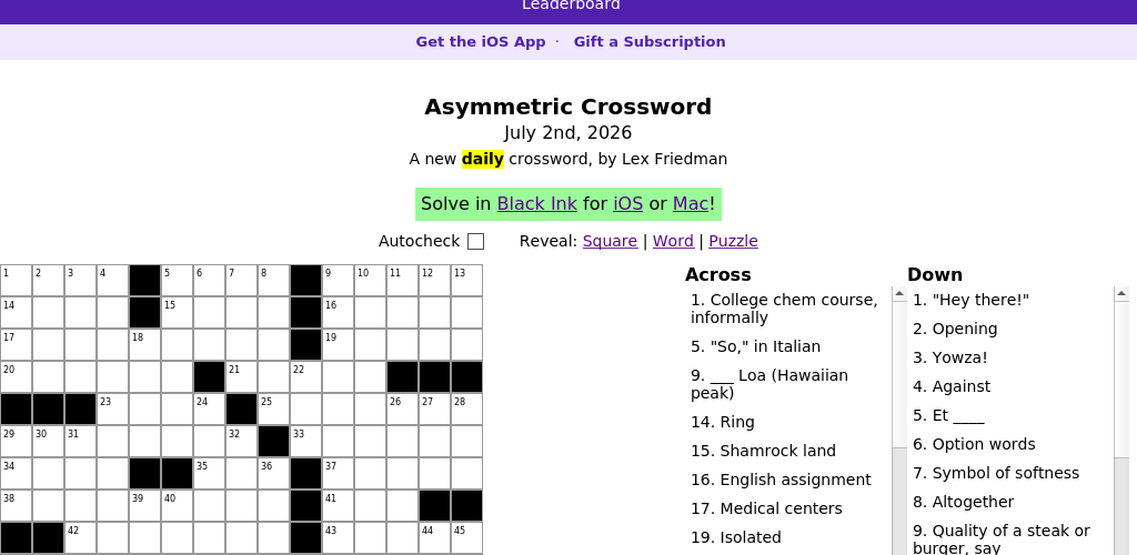 Crossword puzzle