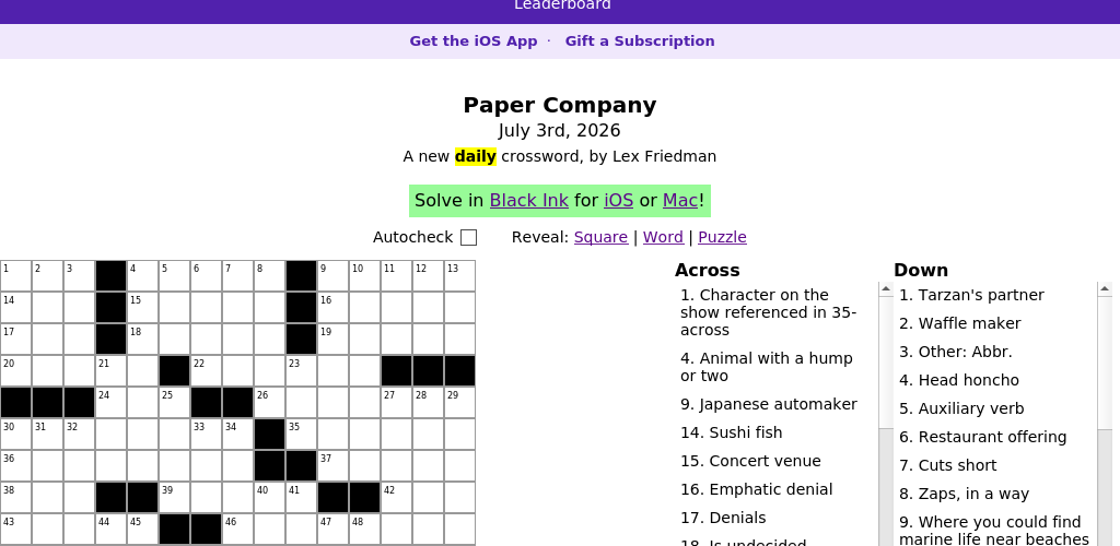Crossword puzzle