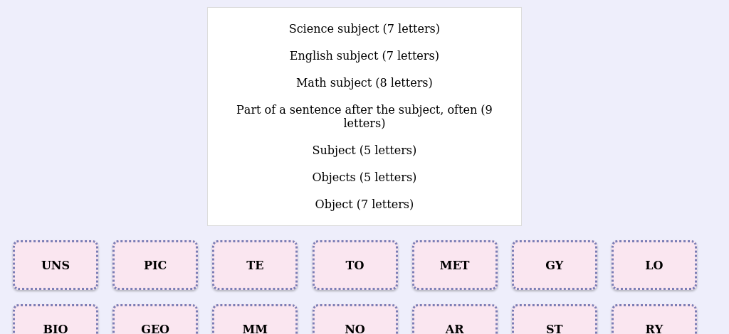 Lexicogs screen