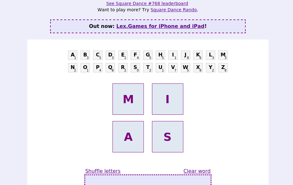 Square Dance screen